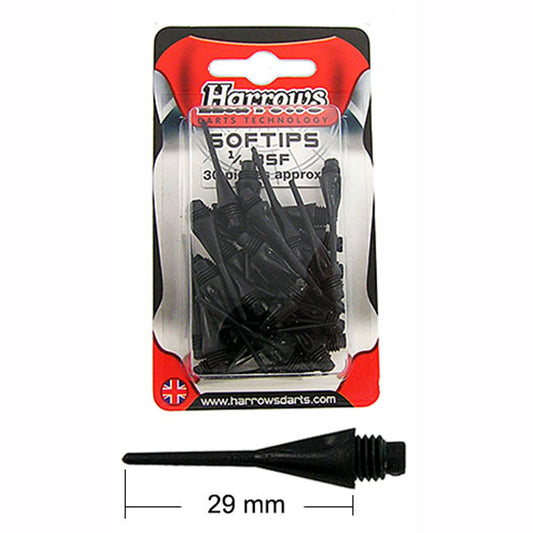 Harrows Soft Tip Points 1/4" 30 Pack - Black