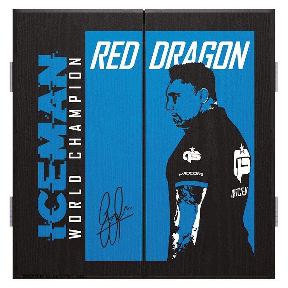 Red Dragon Gerwyn Iceman Price Dartboard Cabinet