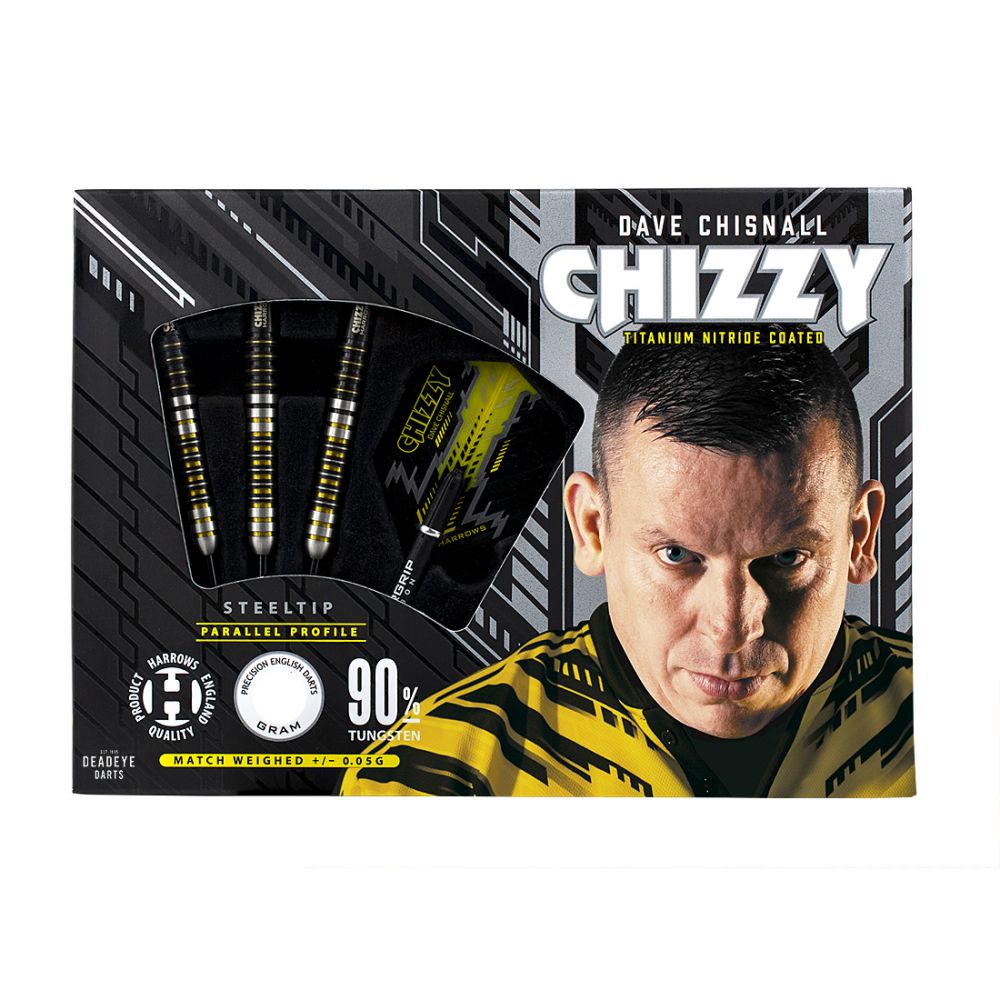 Harrows Dave Chisnall Steel Tip 90% Tungsten Darts - Chizzy.