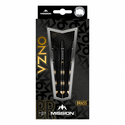 Mission Onza Black &amp; Gold Brass M1 24 gram Steel Tip Darts