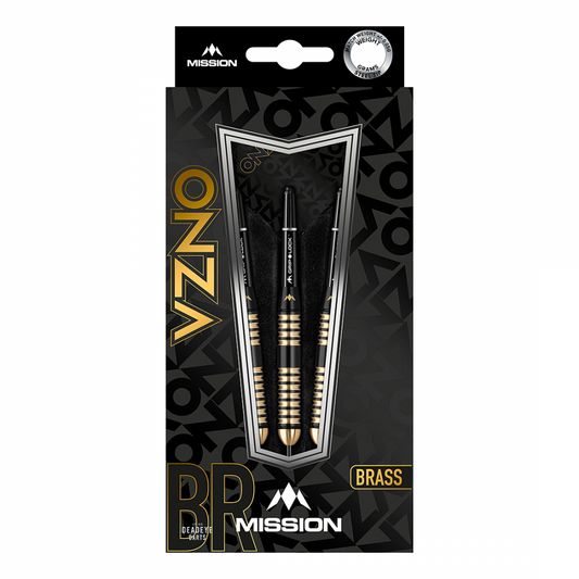 Mission Onza Black &amp; Gold Brass M4 24 gram Steel Tip Darts