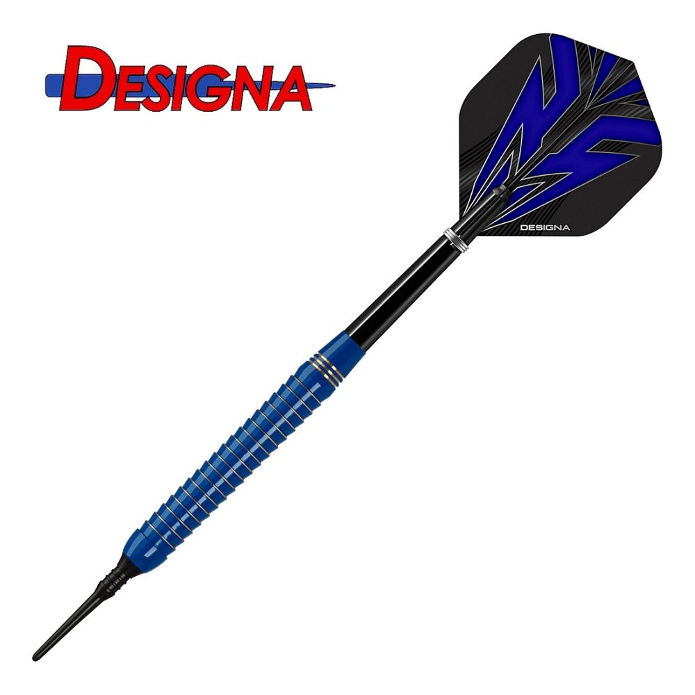 Designa Mako Soft Tip Darts - Barrel Weight 20gram Electro Brass Shark Grip