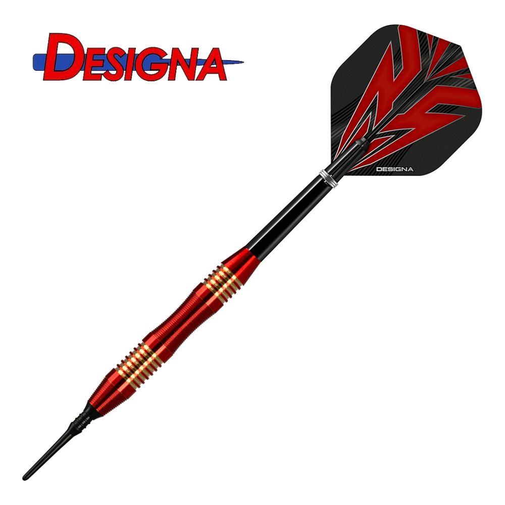 Designa Mako Soft Tip Darts - Barrel Weight 19gram Electro Brass Shark Grip