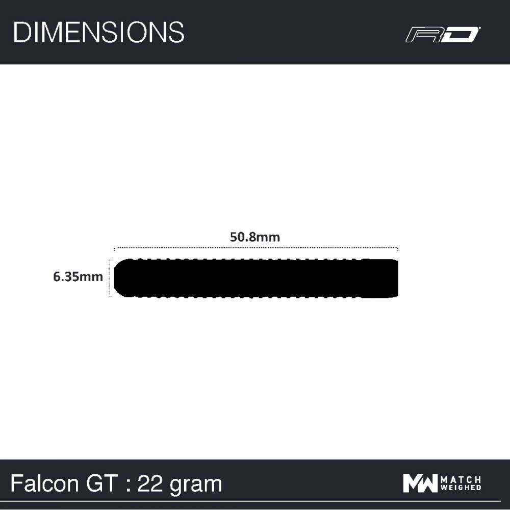 Red Dragon Falcon GT Darts - Dimensions