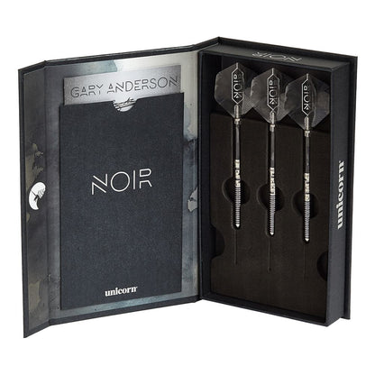 The Unicorn Noir range of darts epitomises class and style. Renowned championship winning players patterns in black titanium nitride coating. Secondary machining coupled with laser engraved player signature and Unicorn hallmark.