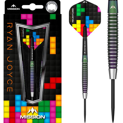 The Mission Ryan Joyce players darts feature a torpedo barrel design with radial grooves sandblasted &amp; finished off with a striking coral PVD coating.