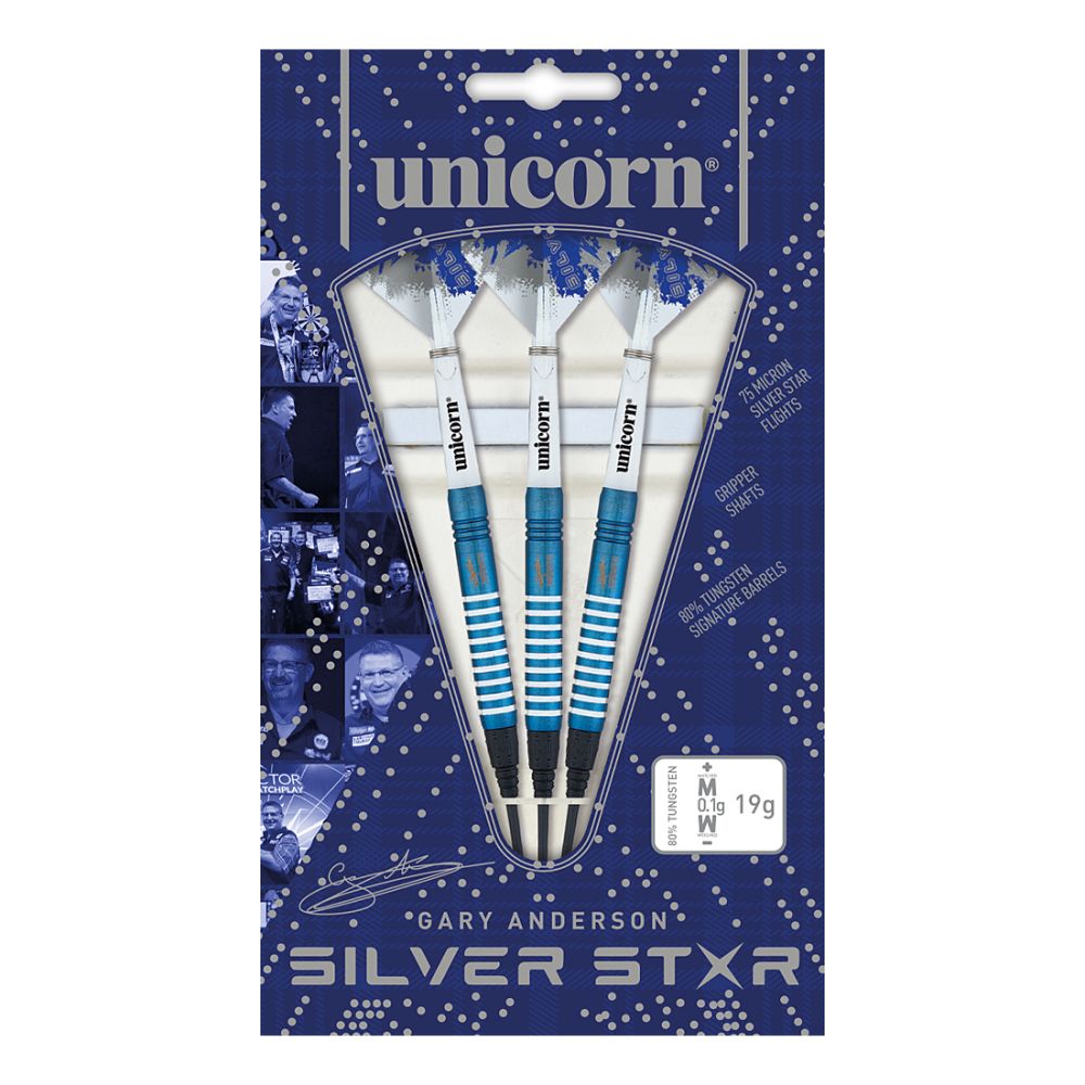 Unicorn Gary Anderson Blue Silver Star Soft Tip Darts