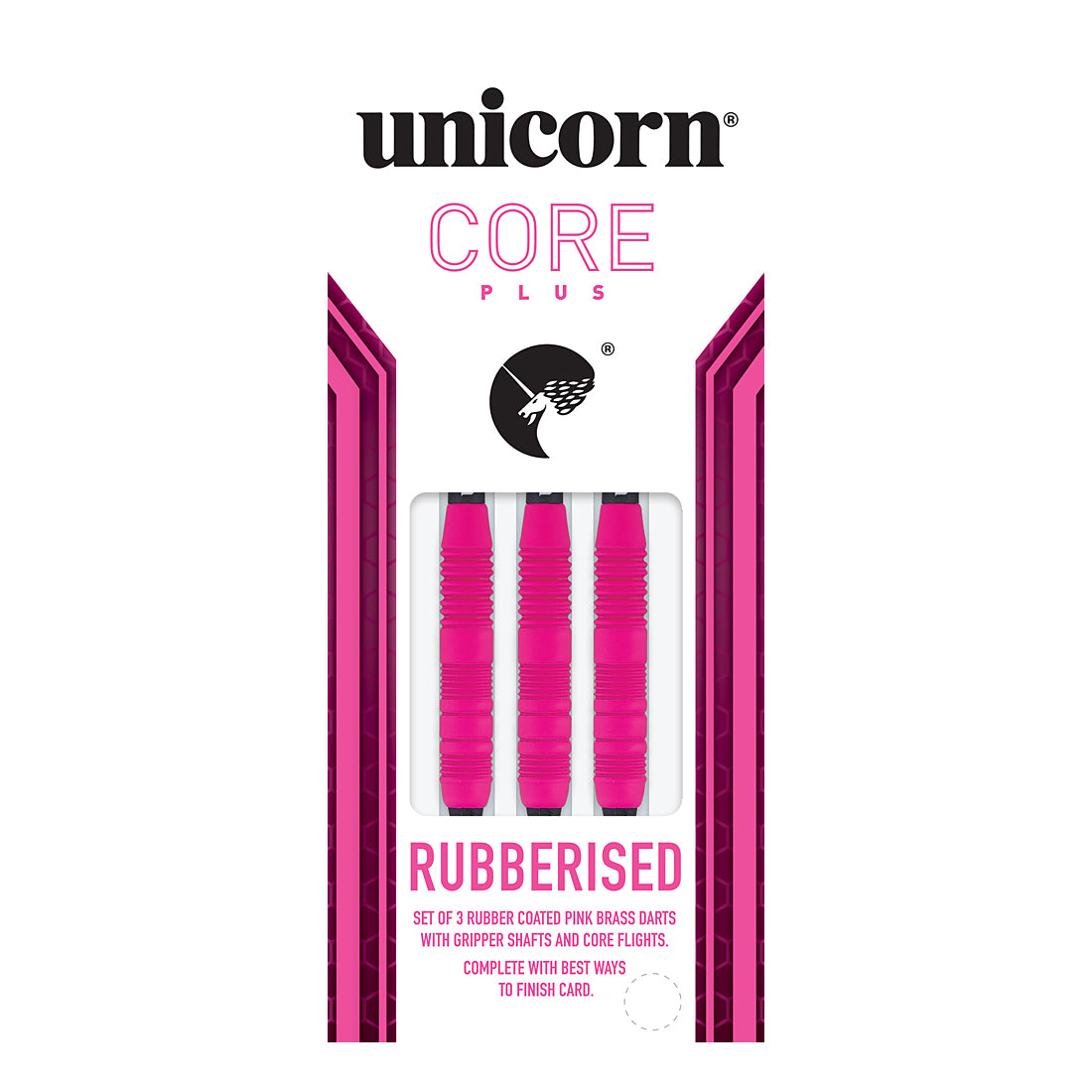 Unicorn Core Plus Rubberised Pink Brass Soft Tip Darts