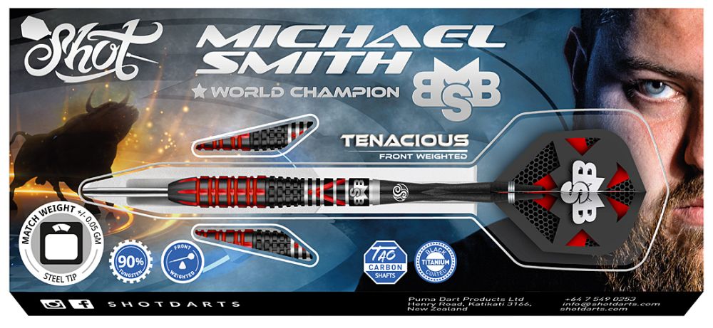 Shot Michael Smith Tenacious Steel Tip Darts 90% Tungsten  2023