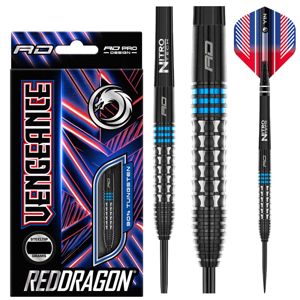 Red Dragon Vengeance Blue 90% Tungsten Steel Tip Darts