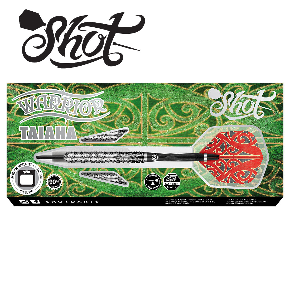 Shot Warrior Taiaha 90% Tungsten Steel Tip Darts