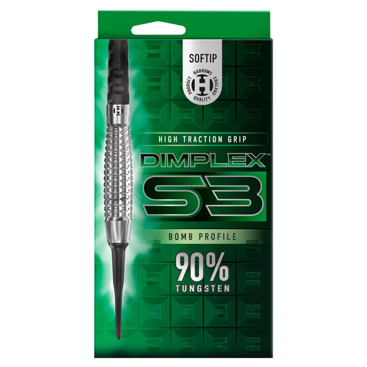 Harrows Dimplex S3 Bomb Soft Tip Darts. Comes in green packaging. 