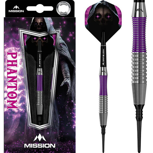 Mission Phantom Darts - Soft Tip - Brass - Silver & Purple Coated