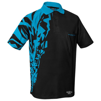 Harrows Rapide Black and Aqua Blue Dart Shirt