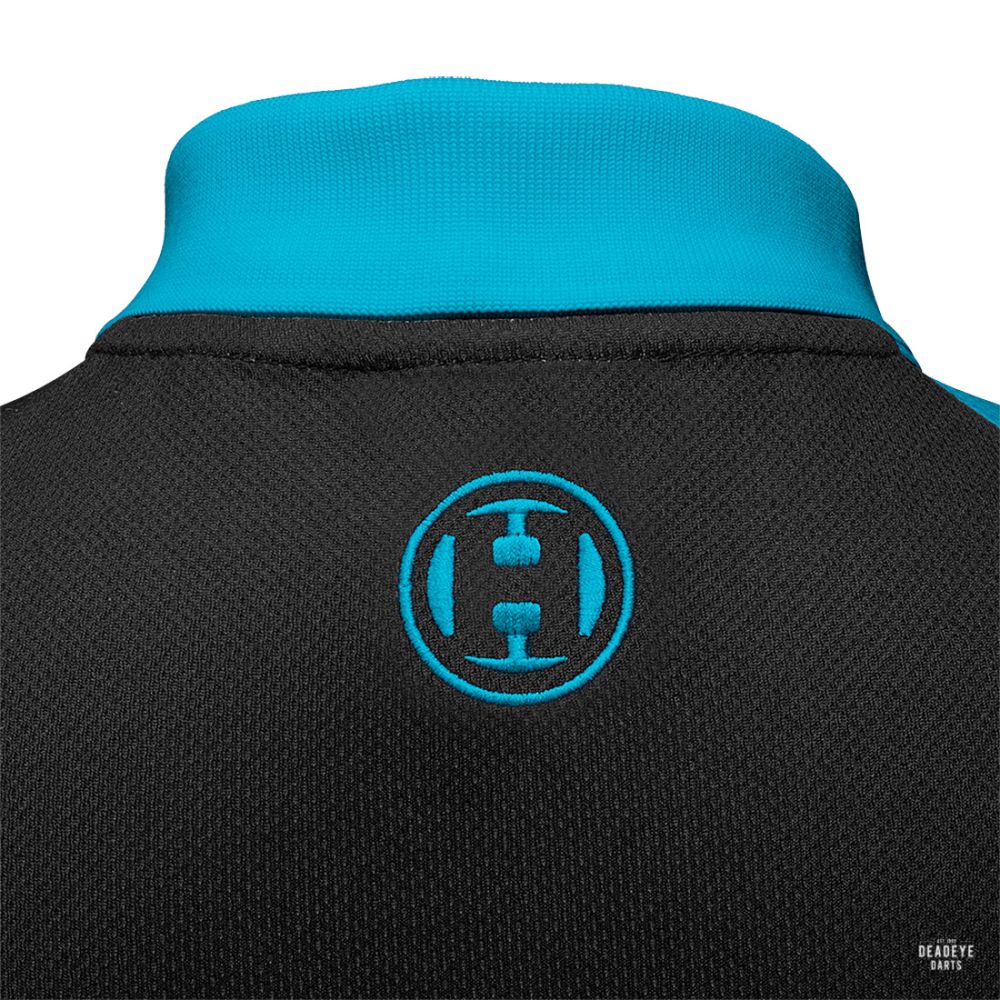 Harrows Rapide Black and Aqua Blue Dart Shirt