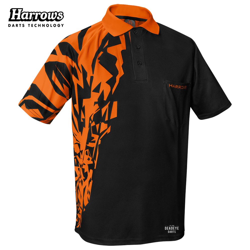 Harrows Rapide Black and Orange Dart Shirt