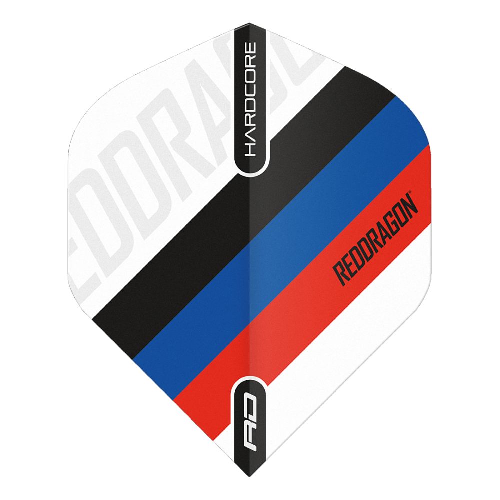 Hardcore Radical XT Red Dragon Tri-Stripe Dart Flights - Black, Blue Red