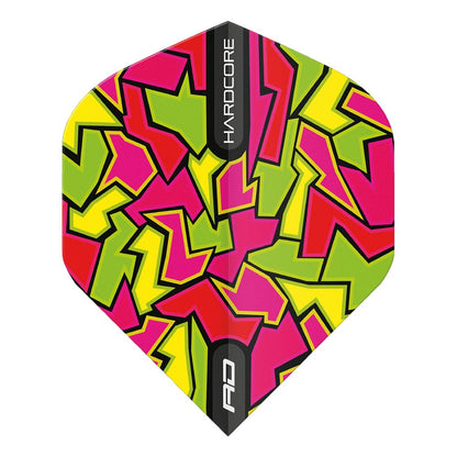 Hardcore Radical Crackle Standard Dart Flights - Red, pink, green, yellow