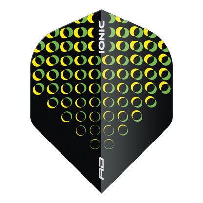 Hardcore Ionic Circles Standard Dart Flights - Yellow and Green rings