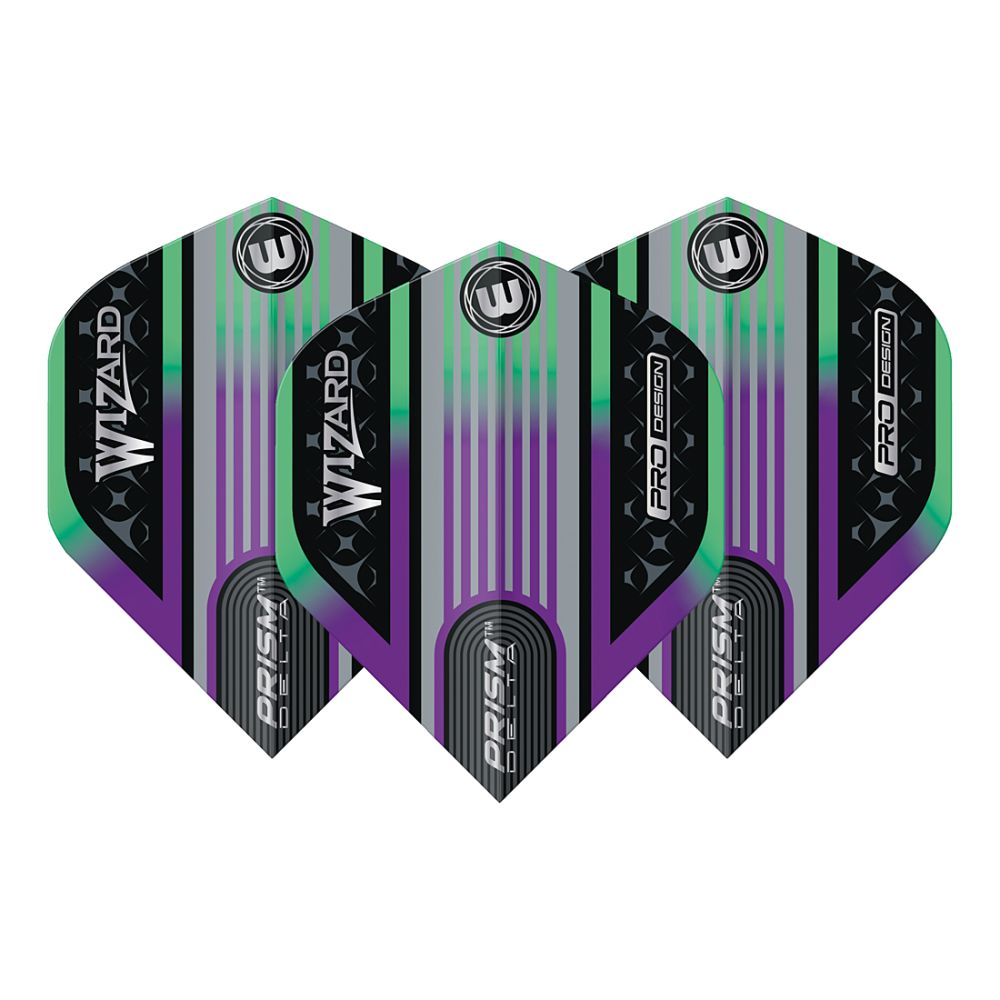 Winmau Prism Delta Wizard Rainbow & Silver Dart Flights