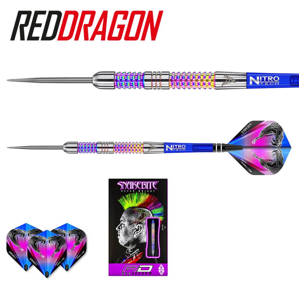 Red Dragon Peter Wright Snakebite Rainbow Mamba Steel Tip Darts